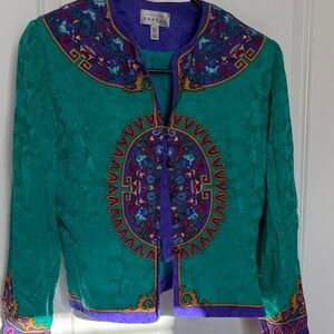 Adrianna Papell Women’s Green Jacket with Purple Accents